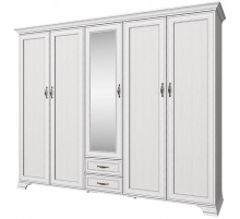 Пятистворчатый шкаф для одежды с зеркалом Тиффани 5DG2S Z крем вудлайн