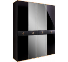 Четырехстворчатый шкаф для одежды с зеркалом Rimini Solo РМШ1/4 (s) (черный)